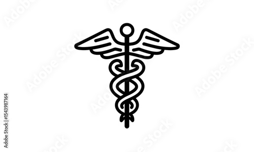 Caduceus medical vector illustration, health care symbol, hospital icon, snake staff, clinic logo, wellness emblem, healing sign, doctor concept, isolated, healthcare icon set, vector illustration.