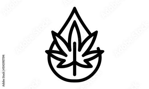 Cannabis oil drop emblem, marijuana leaf vector, herbal essence branding, natural medicine icon, plant extract logo design, wellness symbol, vector illustration.