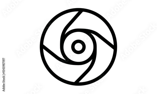 Camera shutter icon, aperture symbol, camera shutter, photography equipment, photo lens, photo camera, snapshot, optical device, vector illustration, cutout.