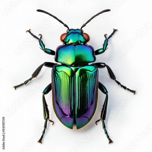 Colorful dogbane beetle showing its bright elytra on transparent background