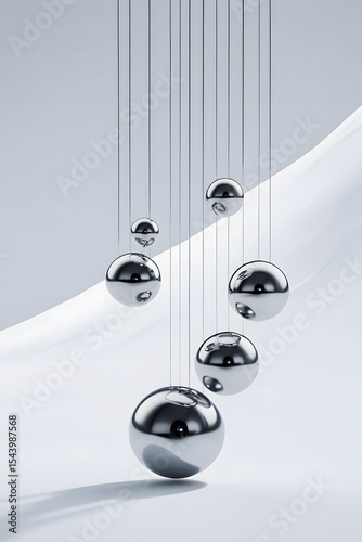 Newton’s Cradle Motion – Physics Concept of Conservation in Action