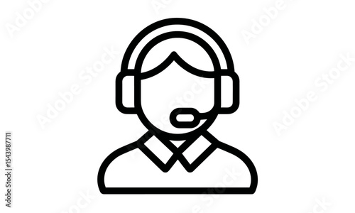 Customer service icon, thin line vector illustration, support center symbol, inclusive help desk, user assistance, communication icon set, hotline contact, isolated, white background, cutout.