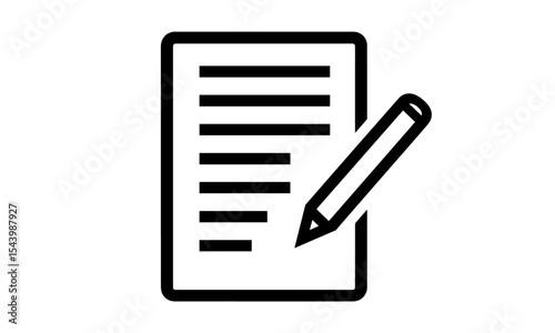 Pen and document icon, official form, contract concept, isolated icon, paperwork template, document layout, signature file, vector illustration, form sheet design, administration.
