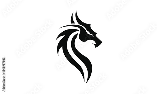 Logotype dragon logo, emblem on white background, fantasy creature graphic, mascot branding symbol, vector illustration, mythical beast icon, design element, png, print ready.
