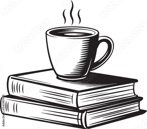Cozy Coffee Break A Cup of Warmth on Stacked Books