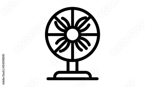 Vector illustration, fan icon, modern home appliance, air conditioner fan, airflow control, climate device, outline, minimalist symbol, energy saving, flat design, interior, png.