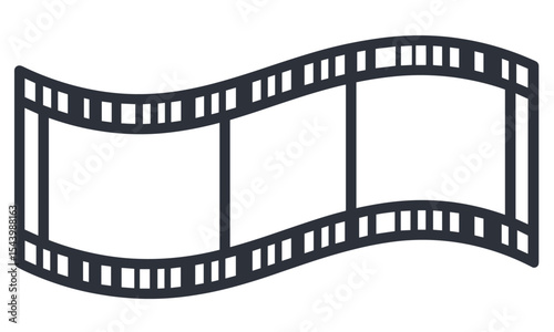 Film strip icon, tape frame, video roll, movie film reel, cinema element, vector illustration, photography border, editing tool, retro style, cutout, studio clip art.