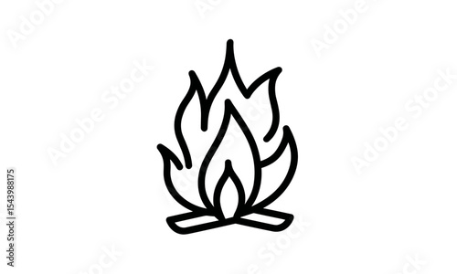 Bonfire flames, isolated fire icon, smoke, fire vector illustration, campfire cutout, hot burning symbol, flame graphic, heated concept, ember, blazing heat, flame PNG.