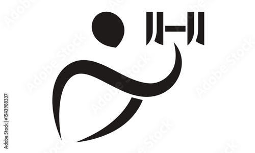 Fitness logo, gym branding symbol, athlete silhouette, sport identity, body strength icon, muscle club vector illustration, health training icon, logo concept, gym badge, transparent background.