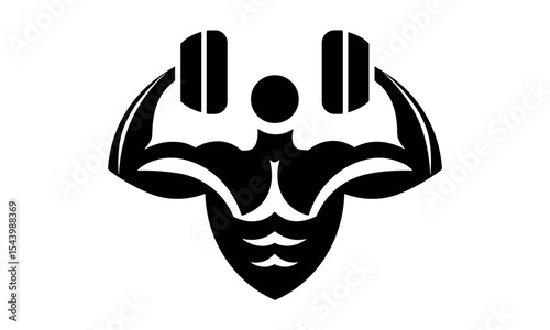 GYM logo, fitness logo, strong body emblem, bodybuilding icon, athletic symbol, sports badge, health lifestyle concept, vector illustration, exercise training logo, cutout, branding design.
