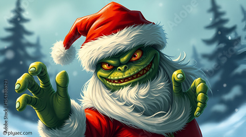 monster in santa claus hat.