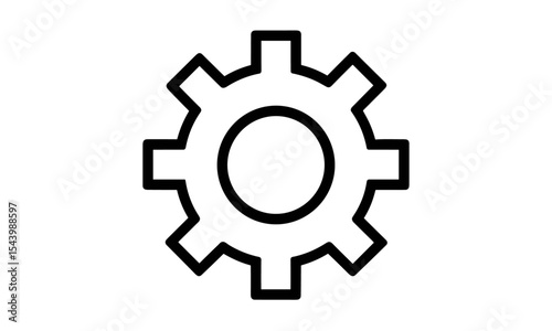 Gear and cog symbol vector illustration, setting icon isolated, UI app icon, mechanical engineering, flat web icon, automation gear, cutout, system tools, wheel icon.