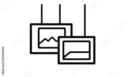 gallery icon, vector illustration, image sign, cutout, picture symbol, minimal icon set, ui button, modern graphic symbol, photo interface element, media library icon, png.