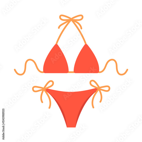 Flat vector cartoon illustration of a stylish red one-piece swimsuit with thin straps. For summer, beach, vacation, sea and swimwear-themed design. Isolated on white background.
