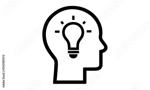 Brain in human head silhouette, intelligence icon, vector illustration, cognition, psychology, creative mind concept, mental activity, thinking symbol, png, smart thinking, abstract.