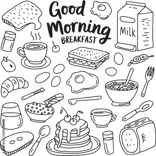 Good Morning Breakfast Doodle Illustration of Delicious Morning Meal