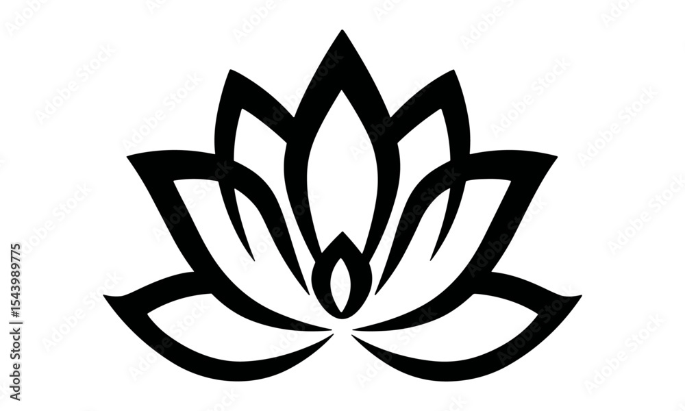 Fototapeta premium Beauty or spa lotus flower logo idea, branding inspiration template, floral wellness icon, nature theme logo concept, clean minimalist identity mark, vector illustration, cutout.