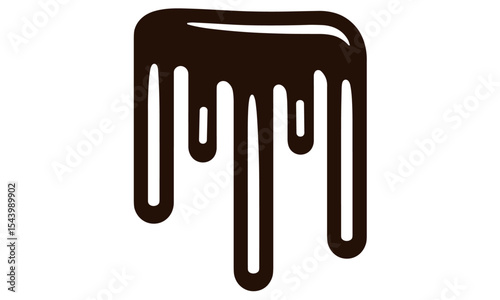 Melted chocolate cream vector illustration, dripping on white background, flowing cocoa syrup, sweet dessert splash, liquid texture, brown icing swirl, caramel style, cutout, design element.