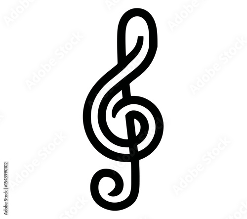 Music icon, musical note, sound wave, audio signal, clef symbol, melody element, minimalist symbol, vector illustration, white background, entertainment design, flat style, png.