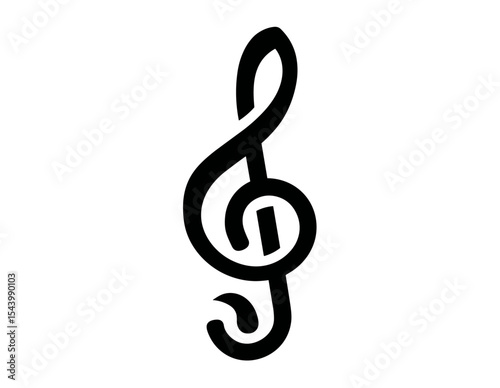 Vector illustration, music icon, sound key, audio symbol, harmony concept, melody graphic, modern style, isolated on white, music design element, clef sign, flat icon, cutout.