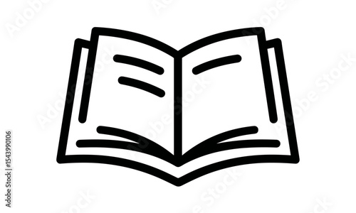 Book line symbol, vector illustration, open book icon vector, learning element, flat reading sign, education theme icon, literature concept, journal outline icon, png.
