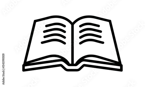 Open book icon, education symbol, vector illustration, knowledge sign, study flat icon, school element, book learning logo, cutout, isolated graphic for apps, web, UI, PNG style.
