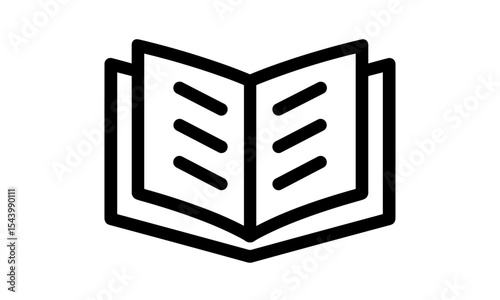 Book line symbol, open book icon vector, study icon, literature concept, library outline sign, flat textbook design, reading element for learning, vector illustration, cutout.
