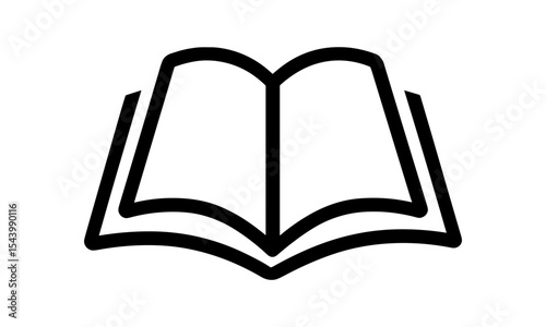 Open book icon vector, book line symbol, reading concept, education icon, library flat sign, outline literature icon, minimalist journal icon, vector illustration, png.