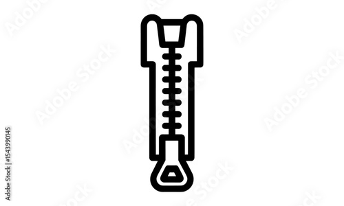 Open zipper icon, isolated on white background, clothing fastener, zip symbol, vector illustration, textile accessory, fashion detail, garment element, png, tailoring concept.