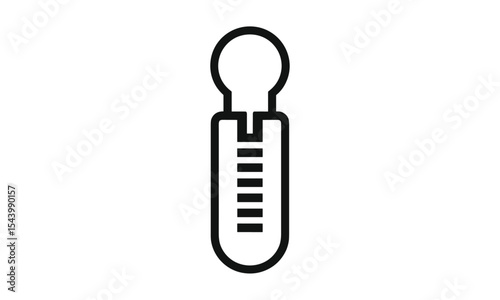 Zipper icon isolated on white background, clothes fastener, vector illustration, sewing element, zip accessory, fashion concept, tailoring item, clothing symbol, cutout, minimalist design.