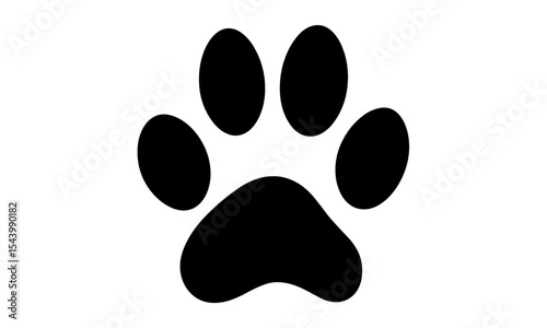 Paw print icon, dog or cat footprint, vector illustration, animal tracks, isolated symbol, pet silhouette, wildlife trace, kitten paw, canine print, png, cartoon graphic style.