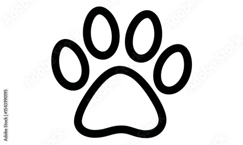 Dog or cat footprint, paw print icon, animal track mark, isolated vector illustration, pet paw logo, feline trail, cutout, walking trace, doggy paw, wildlife imprint, cartoon element.