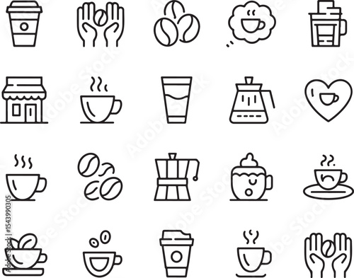 Coffee Shop Icons A Collection of Line Art Coffee Graphics