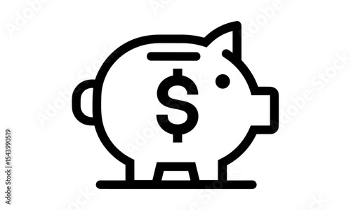 Piggy bank icon, saving money symbol, piggy bank cutout, finance concept, vector illustration, wealth management, budget planning, economy icon, banking savings, financial symbol.