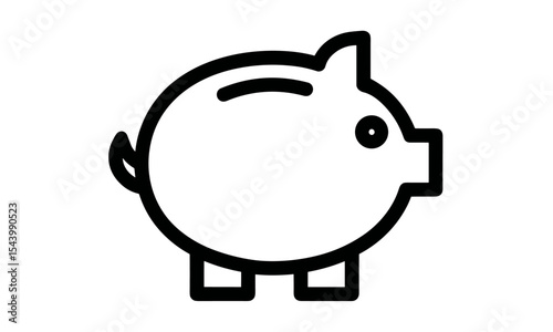Piggy bank saving symbol, isolated piggy bank PNG, money box icon, vector illustration, banking and finance icon, savings concept, personal finance, economic planning, financial element.