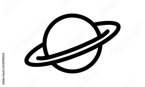 Planet Saturn icon, vector illustration, astronomy symbol, outer space concept, celestial body, solar system, orbit ring planet, isolated PNG, astrophysics, cosmic science, space art.