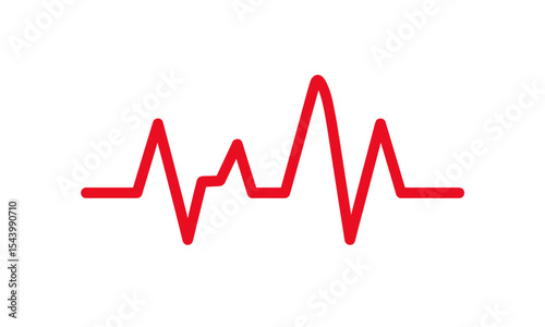 Heartbeat line icon, red cardiogram sign, heart monitor line, medical emergency symbol, health pulse chart, vector illustration, heart rate tracking, hospital care.