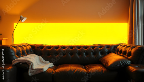 effortlessly refreshing your leather couch at home, Backlit. isolated with white highlights