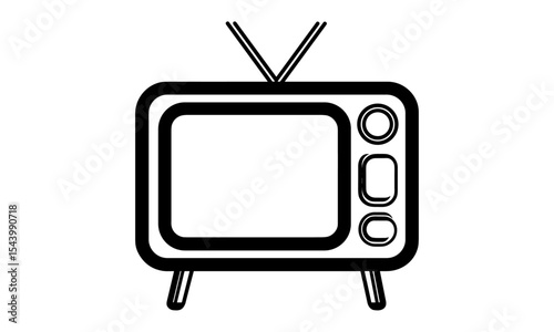 Retro TV icon, vector illustration, vintage television, classic screen, media display, old monitor, antique electronics, TV set PNG, retro device, isolated on transparent background.