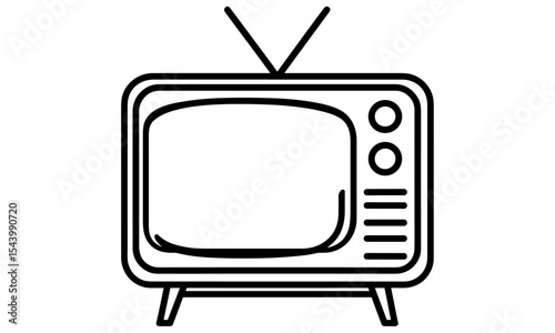Television icon, retro TV set, vector illustration, old screen, classic monitor, antique electronics, isolated TV, vintage television cutout, media device, old tech symbol.