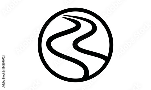 Vector illustration of River Logo Template, water wave icon, clean badge, stream emblem, eco river branding, minimalist design, flowing symbol, natural concept, isolated cutout format.