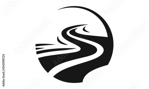 River Logo Template vector illustration, abstract nature symbol, flowing water icon, stream concept, eco-friendly branding, minimal emblem, wavy design, flat style, branding transparent background.