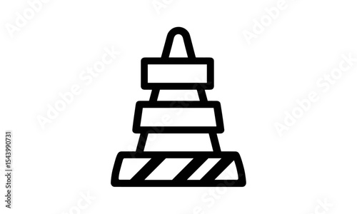 Barrier icon, traffic cone sign, roadblock warning symbol, construction alert element, caution zone icon, urban safety graphic, vector illustration, street block, transparent background.