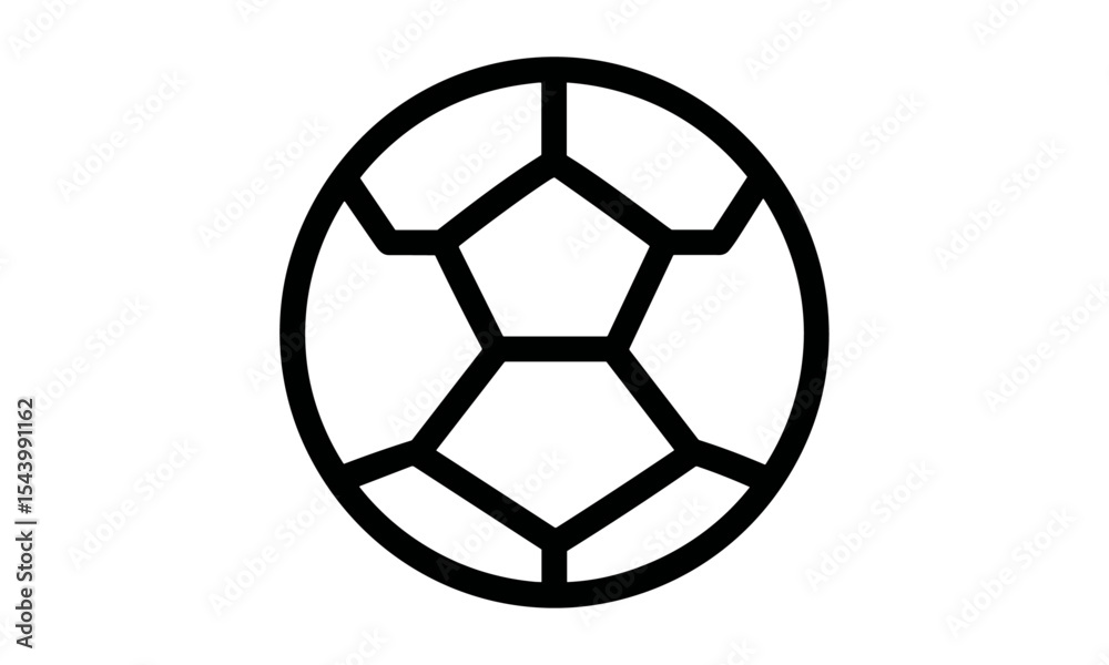 Obraz premium Soccer ball icon, football match symbol, vector illustration, game equipment, soccer emblem, goal concept icon, black ball isolated, football item, sports clipart, PNG.