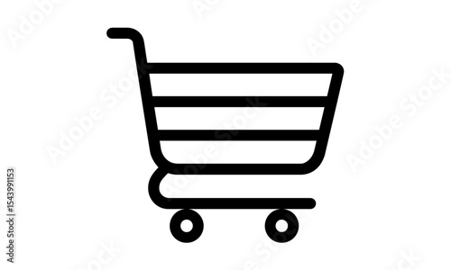 Vector illustration, shopping cart icon, online shopping graphic, cutout, checkout symbol, store purchase icon, ecommerce element, web shop interface, retail cart image.