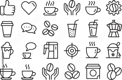 Coffee Shop Icons Line Art Graphics for Cafe Businesses