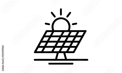 Vector illustration of solar energy logo design template, eco friendly power symbol, sun and panel concept, renewable electricity emblem, clean technology logo, energy vector icon.