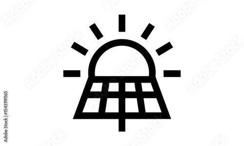 Logo design template for solar energy, vector illustration of sun panel icon, renewable power source concept, eco energy sign, sustainable electricity solution, clean energy symbol.
