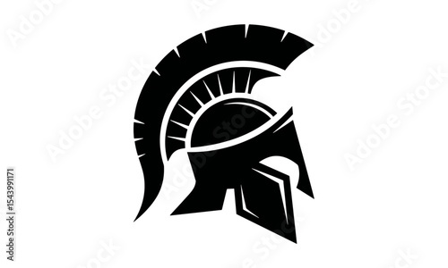 Spartan helmet vector illustration, warrior logo, gladiator head icon, antique armor crest, heroic design, Greek soldier symbol, vintage insignia, isolated cutout.