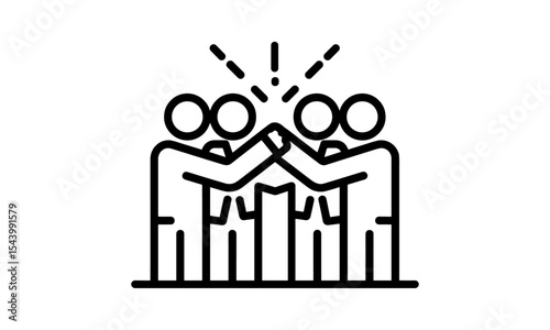Business team sign, teamwork icon, office collaboration symbol, group partnership, coworkers together, company unity concept, corporate synergy, vector illustration, cutout.